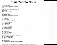 ELVIIS 2nd To None - Presskit - Elvis Presley Promo CD-R