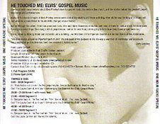He Touched Me : Elvis' Gospel Music - One Hour Radio Special - Promotional CDRs - Elvis Presley CD