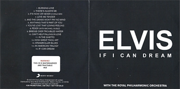 If I Can Dream - Elvis with the Royal Philharmonic  - UK 15 tracks -  Elvis Presley Promotional CD-R