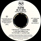 ELV1S 30 #1 HITS - press sampler - Elvis Presley Promo CD