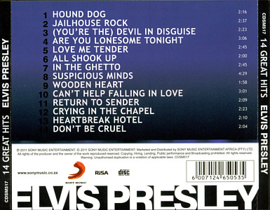 14 Great Hits - CDSM517 - Sony Music South Africa 2011 - Elvis Presley CD