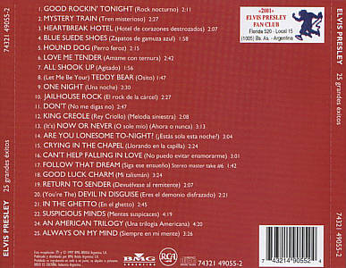 25 Grandes Exitos - BMG 74321 49055-2 - Argentina 1997 - Elvis Presley CD