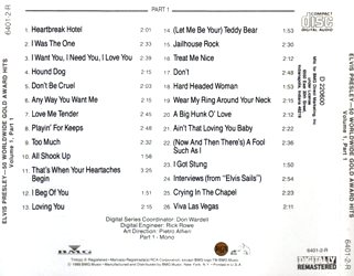 Back insert CD 1 - 50 Worldwide Gold Hits: Volume 1, Parts 1 & 2 - BMG Direct Marketing - BMG 6401-2-R - USA 1994