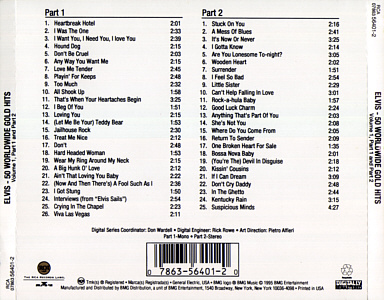 50 Worldwide Gold Hits: Volume 1, Parts 1 & 2 - BMG 07863 56401-2 - USA  1997 - Elvis Presley CD