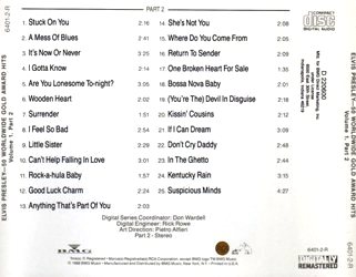 Back insert CD 2 - 50 Worldwide Gold Hits: Volume 1, Parts 1 & 2 - BMG Direct Marketing - BMG 6401-2-R - USA 1994