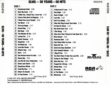 Elvis Presley 2 CD - 50 Years 50 Hits - BMG SVC2-0710-1 & 2 - USA 1991 - Elvis Presley CD