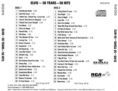 50 Years 50 Hits - BMG SVC2-0710-1 & 2 - USA 1995 - Elvis Presley CD