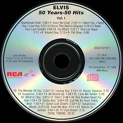Disc 1 - Elvis Presley 2 CD - 50 Years 50 Hits - BMG SVC2-0710-1 & 2 - USA 1990