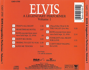 A Legendary Performer, Volume 1 - Canada 1992 - CAD1-2705