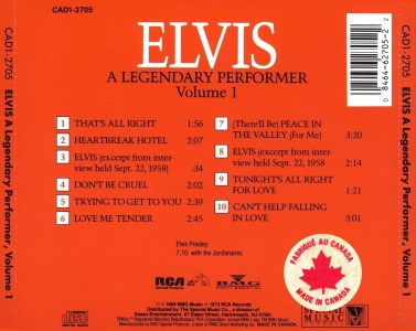 - A Legendary Performer, Volume 1 - Canada 1989 1st release (red Maple Leaf sticker) - CAD1-2705