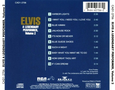 A Legendary Performer, Volume 2 - BMG CAD1-2706 - Canada 1989