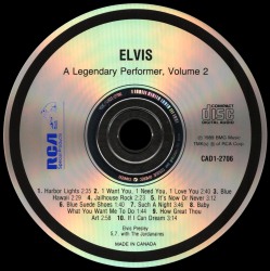 A Legendary Performer, Volume 2 - Canada 1989 - BMG CAD1-2706