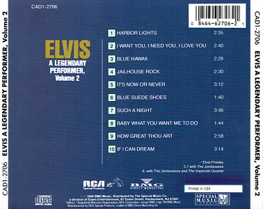 A Legendary Performer, Volume 2 - BMG CAD1-2706 - USA 1993 - Elvis Presley CD