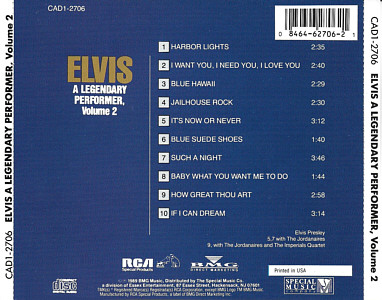 A Legendary Performer, Volume 2 - BMG CAD1-2706 - USA 1994 - Elvis Presley CD