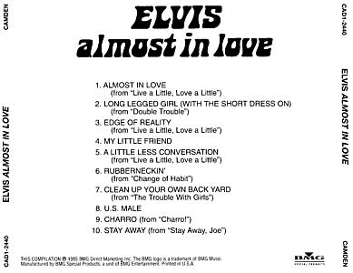 Almost In Love - BMG CAD1-2440 - USA 1985 - Elvis Presley CD