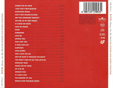 Always On My Mind - The Ultimate Love Songs Collection - BMG CDRCA(WF)4178 - South Africa 1997 - Elvis Presley