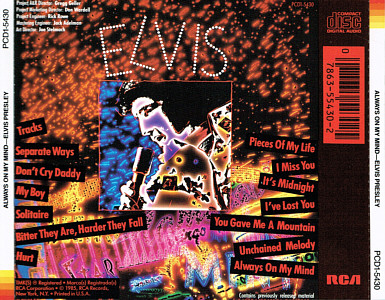 Always On My Mind - PCD1-5430 - USA 1985 - Elvis Presley CD