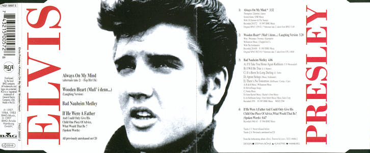 Always On My Mind / Wooden Heart - unreleased CD single - Elvis Presley CD