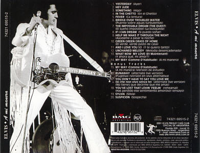 A Mi Manera - BMG 74321 69515-2 - Argentina 1999 - Elvis Presley CD