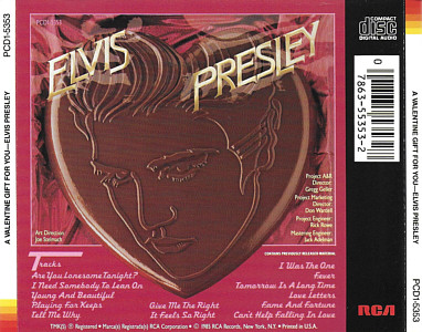 A Valentine Gift For You - PCD1-5353 - USA 1993 - Elvis Preley CD
