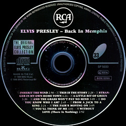 Back In Memphis - Elvis Presley CD Back In Memphis - The Original Elvis Presley Collection Vol. 33 - EU 1999 - BMG 74321 90634 2 - Elvis Presley CD
