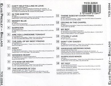 Elvis Presley CD - Ballads - 18 Classic Love Songs - UK (Germany) 1985