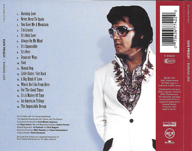 Burning Love - France 2007 - Sony BMG 07863 67742-2 - Elvis Presley CD