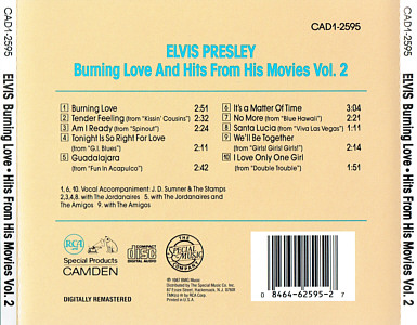Burning Love and Hits From His Movies Vol.2 - USA 1995 - BMG CAD1-2595 - Elvis Presley CD