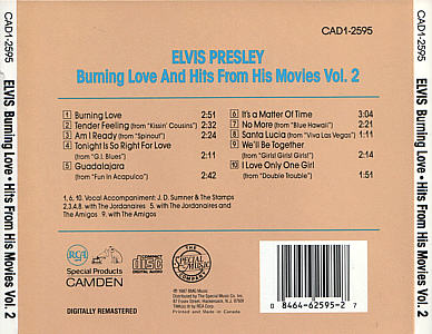 Burning Love and Hits From His Movies Vol. 2 - CAD1-2595 - USA 1991