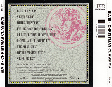 Christmas Classics - BMG Canada 1995 - BMG BG2 9801 (Columbia Music Club) - Elvis Presley CD