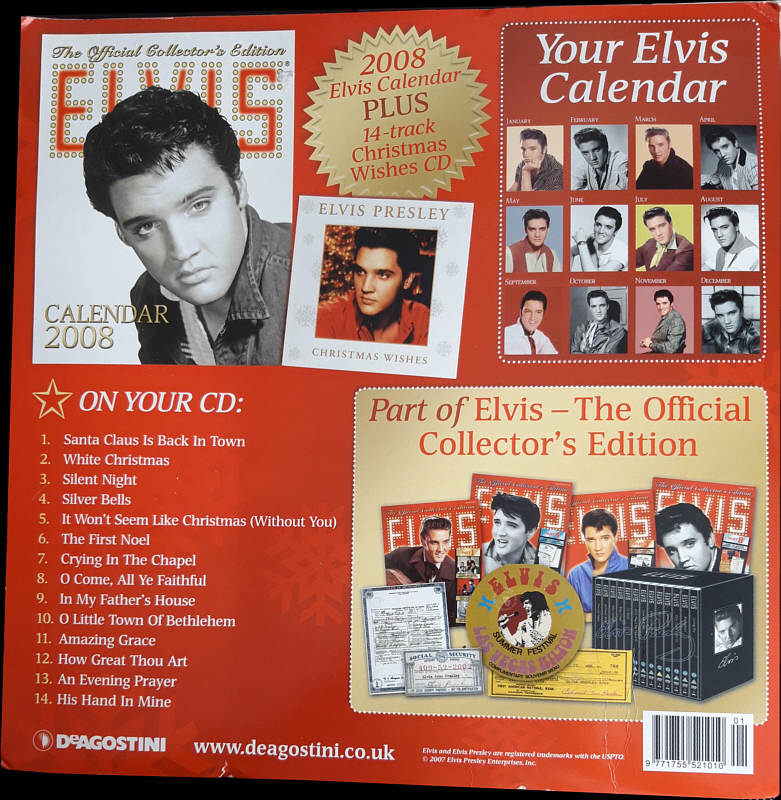 Christmas Wishes - EU 2007 - Sony/BMG 82876 73043 2 (De Agostioni Elvis Calendar) - Elvis Presley CD