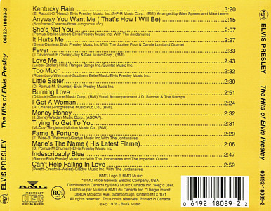 The Hits of Elvis Presley (Country Club) - Canada 1997 - BMG 06192-18089-2 - Elvis Presley CD