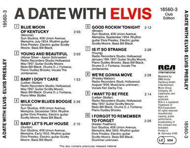 A Date With Elvis - German Club Edition - BMG 18560-3 - Germany 1989