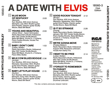 A Date With Elvis - German Club Edition - BMG 18560-3 - Germany 1989