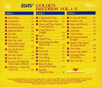 Elvis' Golden Records Vol. 1 - 3 - (German Club Edition) - Germany 1990 - BMG 57960-7