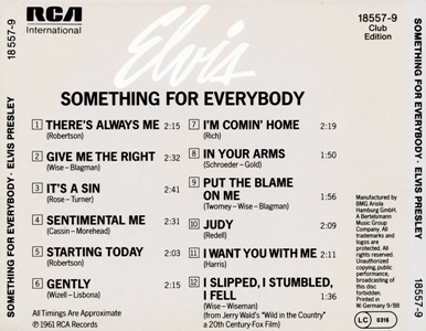 Something For Everybody - German Club Edition - BMG 18567-9 - Germany 1988