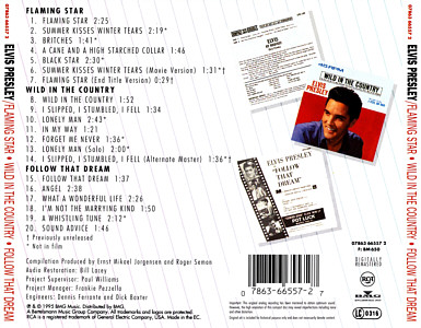 Flaming Star/Wild In The Country / Follow That Dream - EU 1996