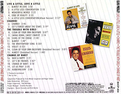 Live A Little, Love A Little/Charro/The Trouble With Girls/Change Of Habit - BMG BVCP-834 Japan 1995