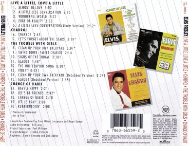 Live A Little, Love A Little / Charro / The Trouble With Girls / Change Of Habit - BMG 07863 66559-2 - Canada 1995