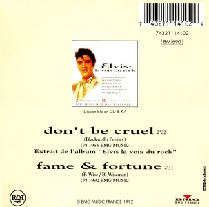 Don't Be Cruel(2 tracks) - France 1992 - BMG 74321 11410 2 - Elvis Presley CD