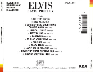 ELVIS - USA 1985 - RCA PCD1-5199