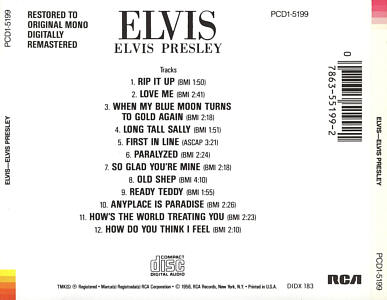 ELVIS - USA 1988 - BMG PCD1-5199