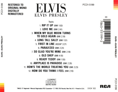 ELVIS - USA 1989 - RCA PCD1-5199