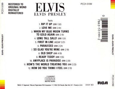 ELVIS - USA 1991 - BMG PCD1-5199 - Elvis Presley CD