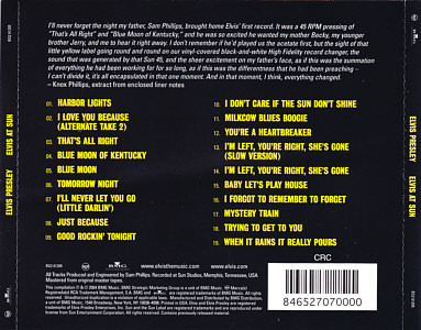 Elvis At Sun - USA 2004 - BMG BG2 61205 Columbia Record Club - Elvis Presley CD