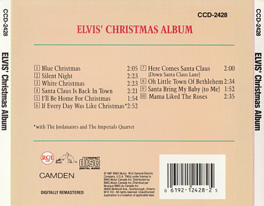 Elvis' Christmas Album (Camden) - Canada - CCD-2428 - Elvis Presley CD