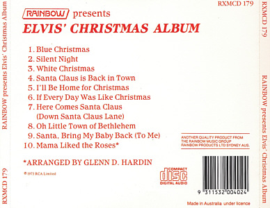 Elvis' Christmas Album (Rainbow) - Elvis Presley CD Elvis' Christmas Album (Rainbow) - Australia 1991 - BMG RXMCD 179 - Elvis Presley CD