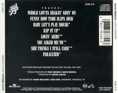 Elvis Country (Sound Value) - BMG 6330-2-R - USA 1988 - error release