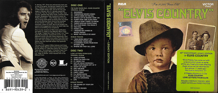 Elvis Country (Legacy Edition) - Malaysia 2012 - Sony Music 88691 90439 2 - Elvis Presley CD