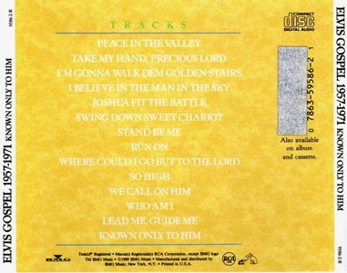 Elvis Gospel 1957-1971 - Known Only To Him - USA 1995 - BMG 9586-2-R